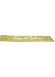 SASH - HAPPY 21ST BIRTHDAY GOLD GLITTER WHITE LETTERING