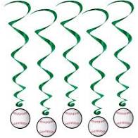 BASEBALL WHIRLS HANGING DECORATIONS