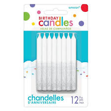 White Candles with Silver Glitter
