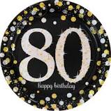 80TH BIRTHDAY CAKE PLATES - SPARKLING CELEBRATION
