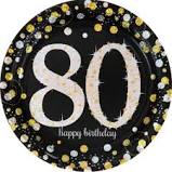 80TH BIRTHDAY CAKE PLATES -  SPARKLING CELEBRATION