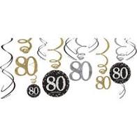 80TH SWIRL DECORATIONS - SPARKLING CELEBRATION