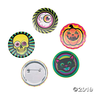 LENTICULAR SPOOKADELIC MINI HALLOWEEN BUTTONS 12PCS