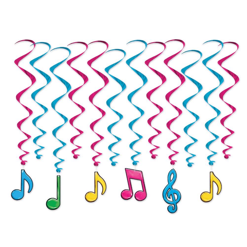 Neon Musical Note Whirls