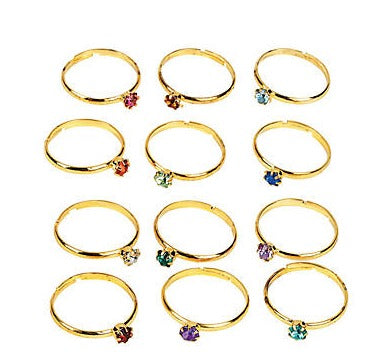 Metal Adjustable Birthstone Rings