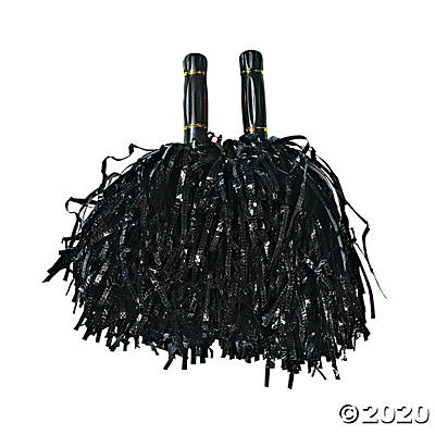 Black Metallic Foil Pom Poms