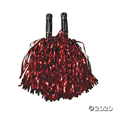 Red Metallic Pom Poms
