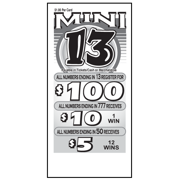 MINI 13'S PULL TAB, 210 TICKETS