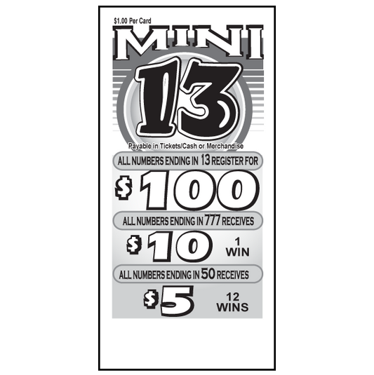 MINI 13'S PULL TAB, 210 TICKETS