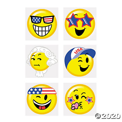 PATRIOTIC EMOJI TEMPORARY TATTOOS 36PCS
