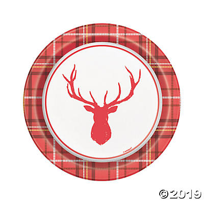 PLAID DEER 7" PAPER PLATES