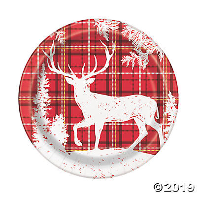 PLAID DEER 9" PAPER PLATES