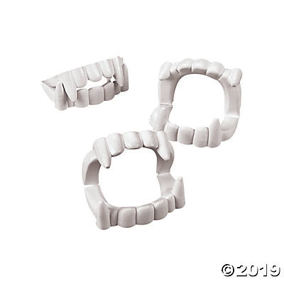 WHITE GOOFY VAMPIRE TEETH 144PCS