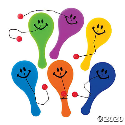 Mini Plastic Smile Face Paddleballs
