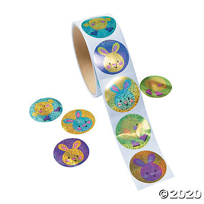 Prismatic Easter Bunny & Chick Sticker Rolls