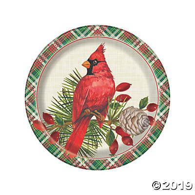 RED CARDINAL CHRISTMAS 9" PAPER PLATES