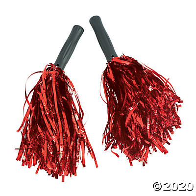 Red Metallic Pom Poms
