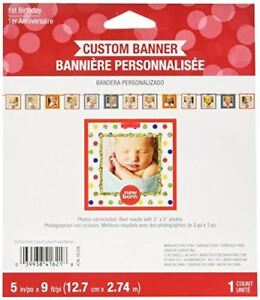 FIRST BIRTHDAY MULTI COLOR PHOTO BANNER 0-12 MONTHS  9'