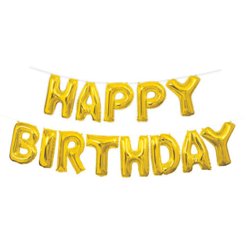 GOLD HAPPY BIRTHDAY MYLAR BANNER