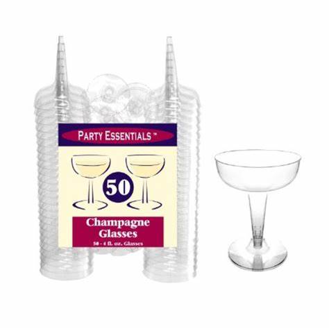 PLASTIC CHAMPAGNE GLASSES 50PCS