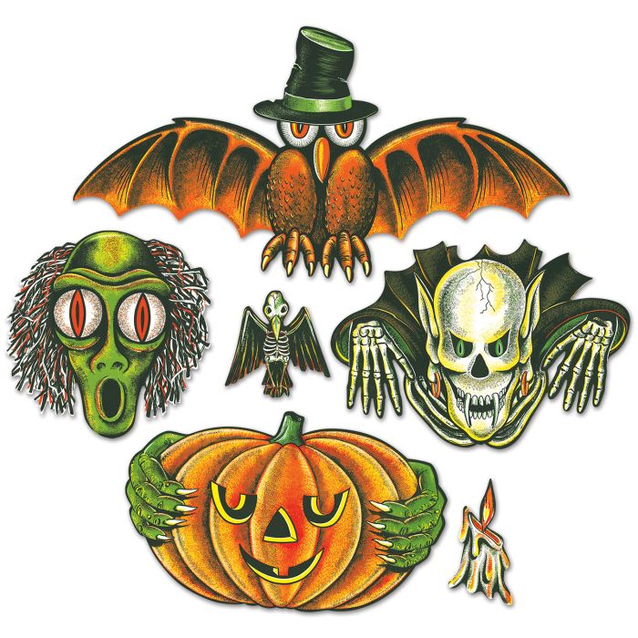 Vintage Halloween Totem Cutouts - 6pcs.