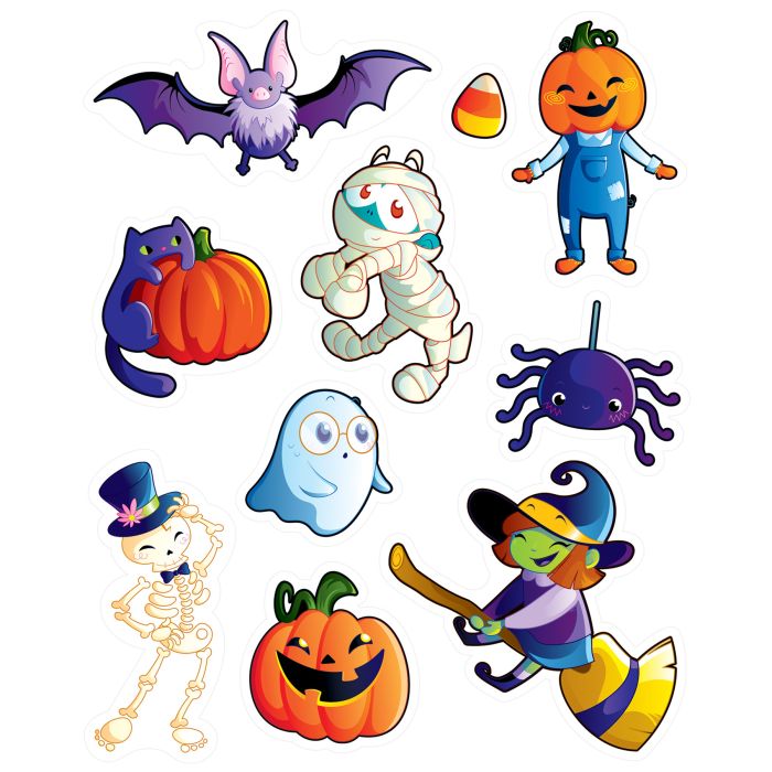 Halloween Friends Clings - Size: 12" x 17" Sheet
