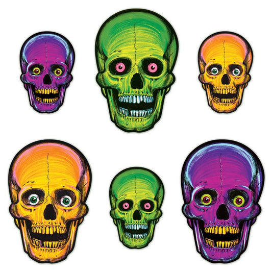 Vintage Nite Glo Skull Cutouts - 6ct.