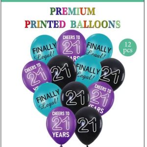 Cheers to 21 Birthday 12" Latex Balloons - 12ct.