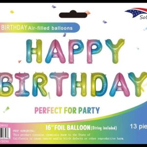 HBD Pastel Balloon Banner - 16" Letters