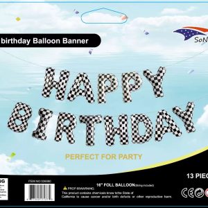 HBD Checker Balloon Banner - 16" Letters