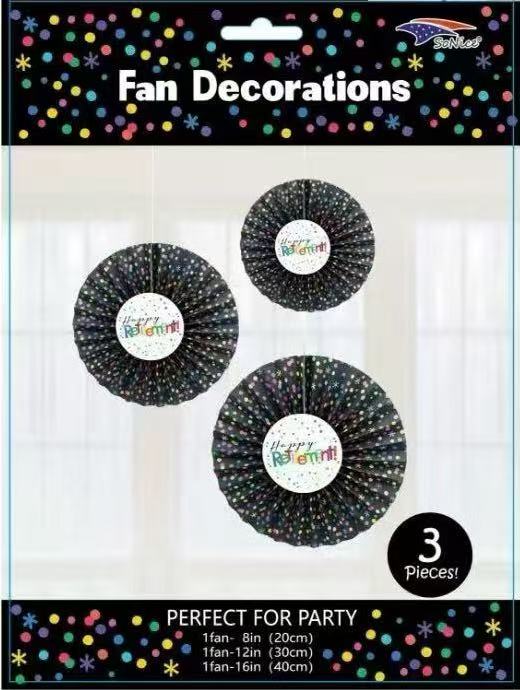 Happy Retirement Fan Decorations - 3ct.