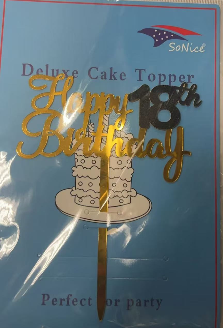 Happy 18th Birthday Cake Topper - 7" x 5"