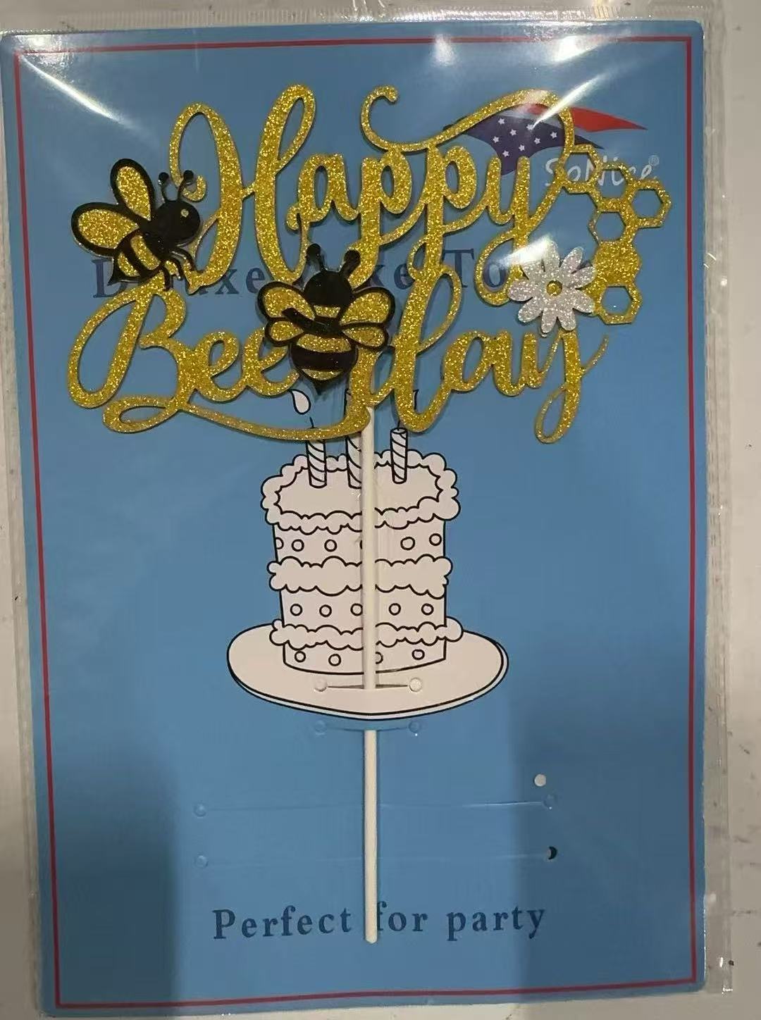 Happy "Bee" Day Cake Topper - 7" x 5"