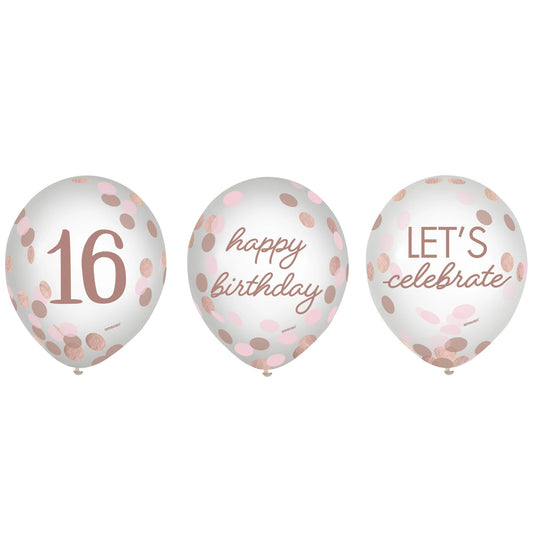 Sweet 16 Confetti Latex Balloons - 6ct.