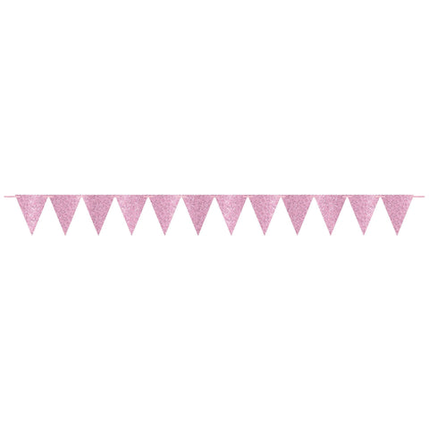 Large Paper Pennant Banner - Sparkle Light Pink