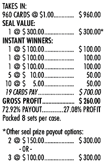 DEAL WITH IT PULL TAB 960 TICKETS