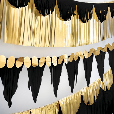 Multi Shape Fringe Banner Kit - Black and Gold