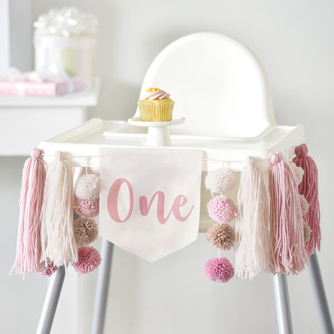 Girls First Birthday High Chair Banner