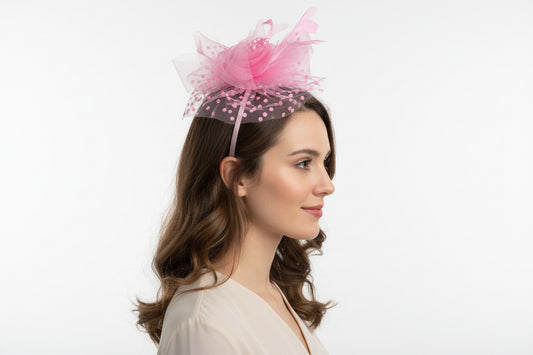 Pink Polka Dot Fascinator