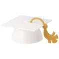 Grad Hat Cake Topper W/ Tassel - White