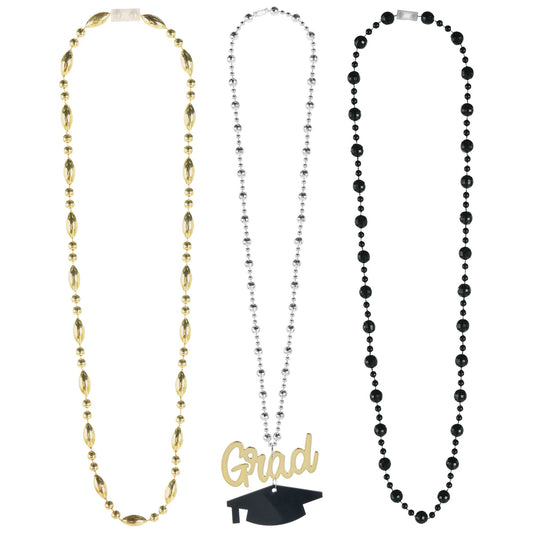 Grad Beaded Necklaces - 3ct.