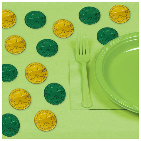 Green & Gold Coin Plastic Table Sprinkles