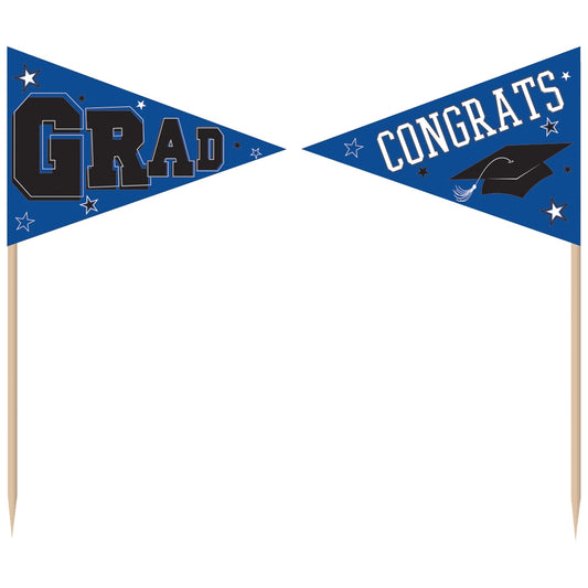 Blue Congrats Grad Party Picks - 36ct.