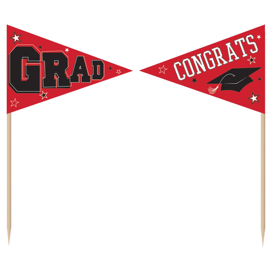 Red Congrats Grad Party Picks - 36ct.