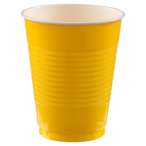 PLASTIC CUPS - YELLOW SUNSHINE   18OZ   20 COUNT