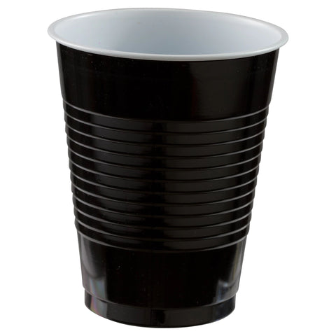 PLASTIC CUPS - JET BLACK   18 OZ   20 COUNT