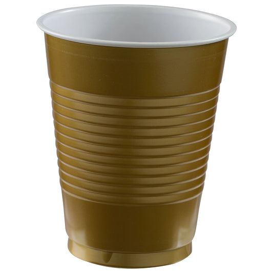 PLASTIC CUPS - GOLD SPARKLE   18 OZ   20 COUNT