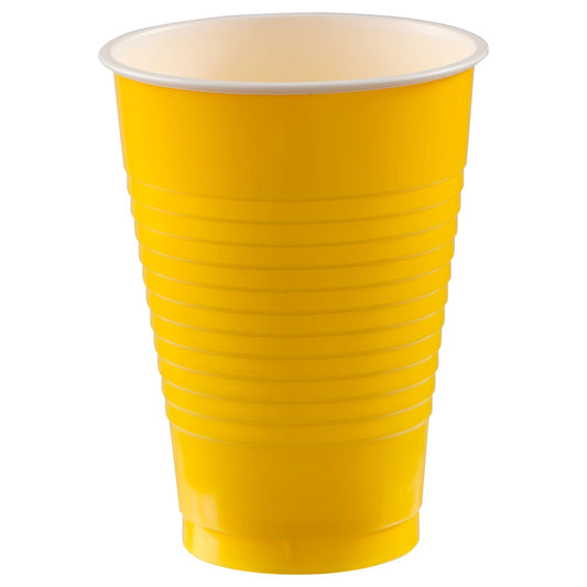 PLASTIC CUPS - SUNSHINE YELLOW   12OZ   20 COUNT