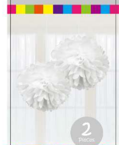 White Tissue Pom Poms - 2pcs.