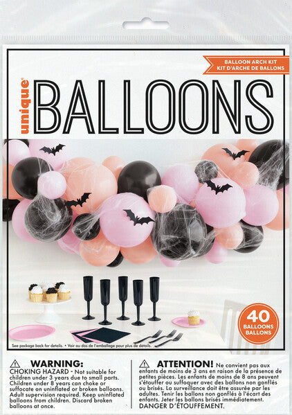 Pastel Halloween Bat and Spider Web Balloon Arch Kit